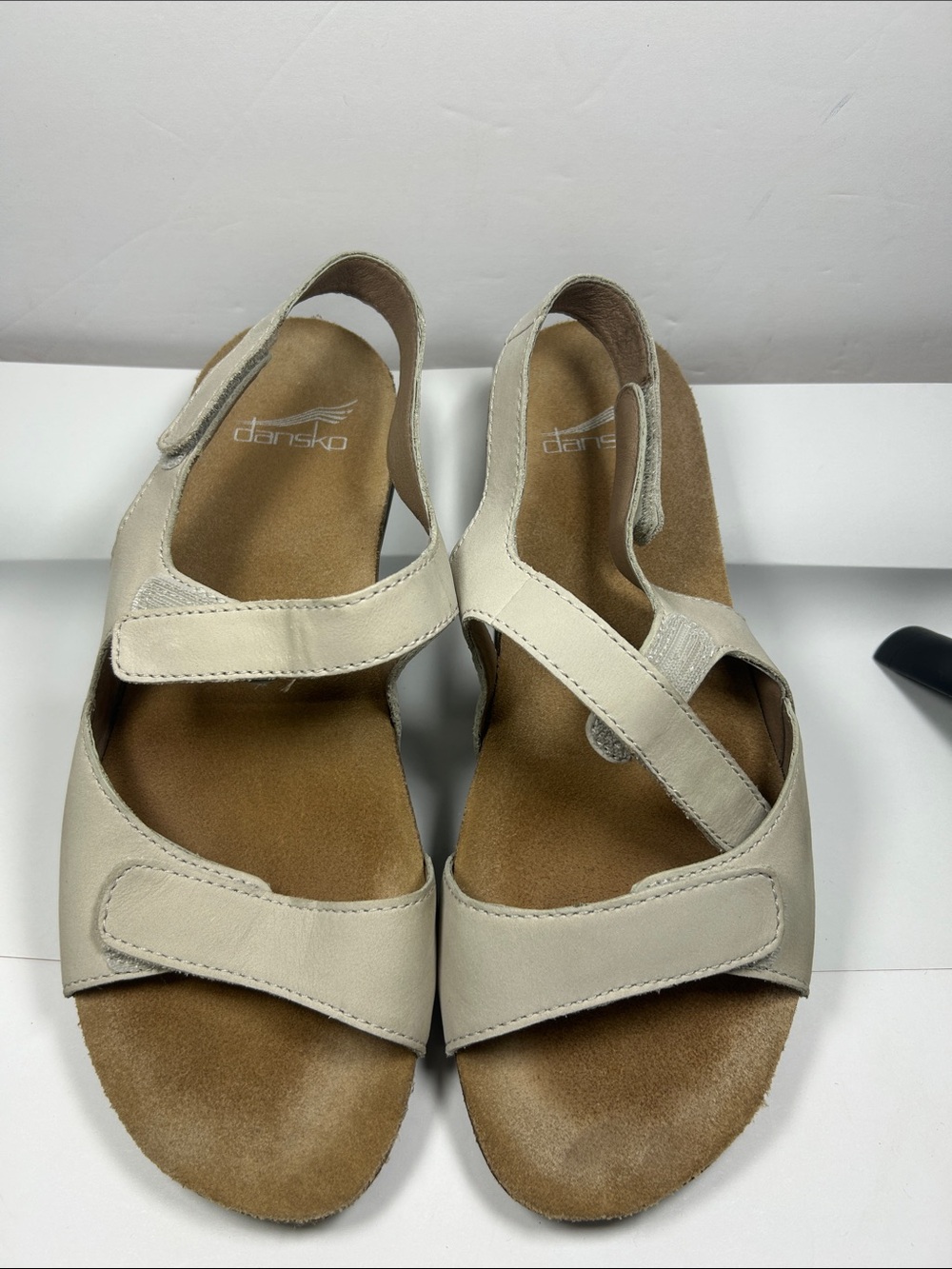 Dansko Women's Beige Leather Adjustable Strap Sandals